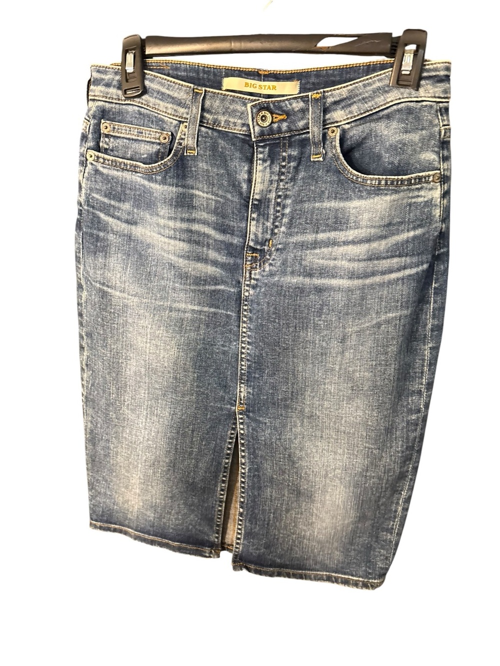 Big Star Faded Blue Denim Midi Pencil Skirt - Picture 1 of 6